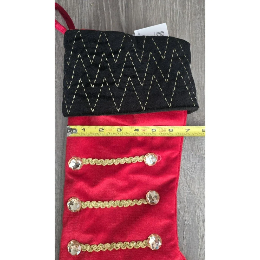 New Nutcracker Boot Theme Christmas Stocking Red Velvet, Gold & Black